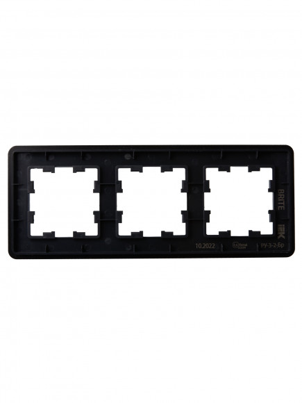 IEK BRITE Рамка 3-местная РУ-3-2-Бр стекло черный RE , BR-M32-G-41-K02