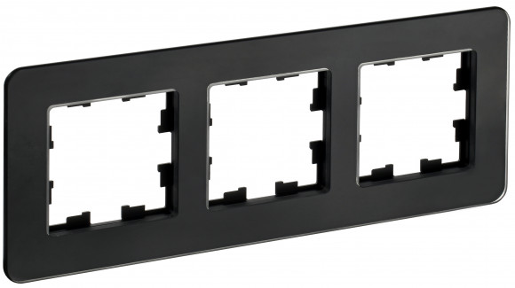 IEK BRITE Рамка 3-местная РУ-3-2-Бр стекло черный RE IEK, BR-M32-G-41-K02