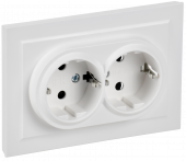 BRITE Розетка 2-местная с заземлением без защитных шторок 16А в сборе РС12-3-БрАБ арктический белый , BR-R21-16-K91-F