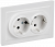 IEK BRITE Розетка 2-местная с заземлением без защитных шторок 16А в сборе РС12-3-БрАБ арктический белый , BR-R21-16-K91-F
