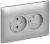 IEK SKANDY Розетка 2-местная без заземления без защитных шторок 10А в сборе SK-R10S серебряный , SK-R20-10-K23-F