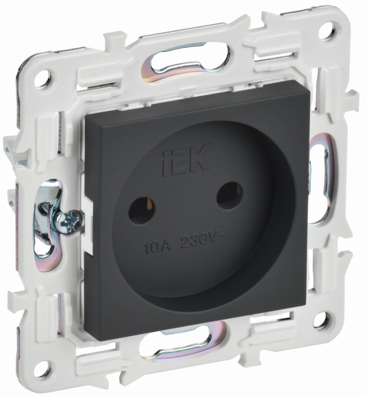 IEK SKANDY Розетка без заземления без защитных шторок 10А SK-R02G графит IEK, SK-R10-10-K53