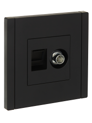 FORTE&PIANO Розетка двойная TV+RJ45 кат.6 FP137 черный , FP-AK20-2-K02