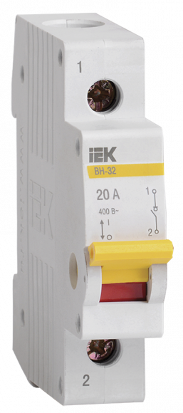 IEK KARAT Выключатель нагрузки (мини-рубильник) ВН-32 1P 20А IEK, MNV10-1-020