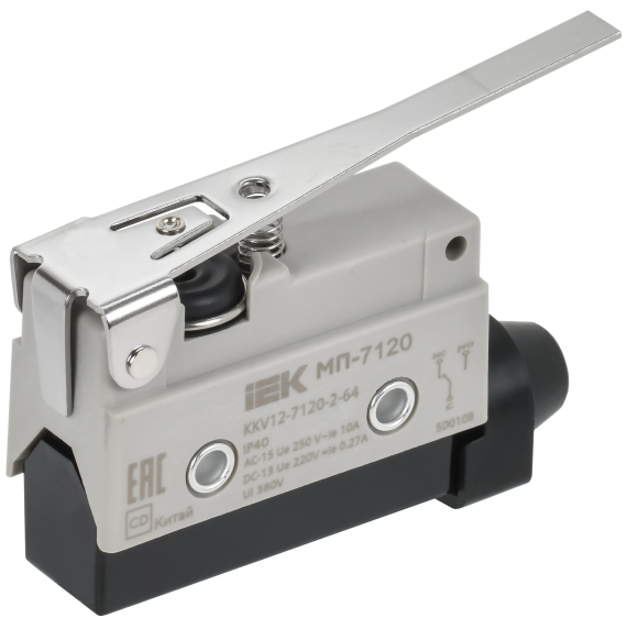 IEK Микропереключатель концевой МП-7120 рычаг IP40 IEK, KKV12-7120-2-64 IEK Микропереключатель концевой МП-7120 рычаг IP40 IEK, KKV12-7120-2-64