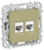FLITE Розетка 2-местная компьютерная RJ45 категория 5Е UTP РК5е-2-0-ФлО оливковый IEK, FI-K22-1-K26