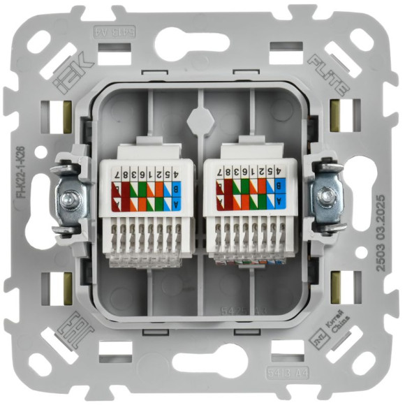 IEK FLITE Розетка 2-местная компьютерная RJ45 категория 5Е UTP РК5е-2-0-ФлО оливковый IEK, FI-K22-1-K26