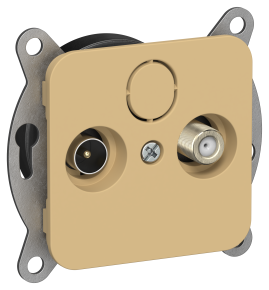 IEK FLITE Розетка 2-местная TV+SAT экранированная оконечная РТВс-2-1-1-ФлШм шамуа IEK, FI-AF23-O-K89