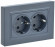 IEK BRITE Розетка 2-местная с заземлением без защитных шторок 16А в сборе РС12-3-БрМ маренго , BR-R21-16-K35-F