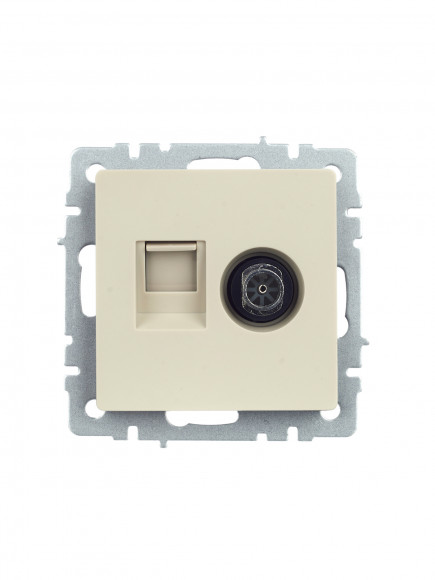 IEK BRITE Розетка двойная TV+RJ45 кат.5E РТВ/РК12-БрКр бежевый , BR-AK20-1-K10