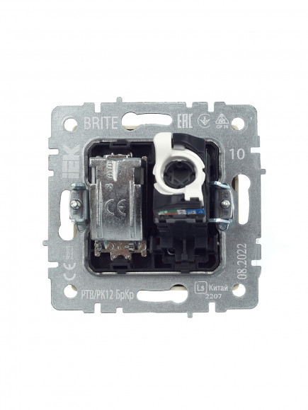 IEK BRITE Розетка двойная TV+RJ45 кат.5E РТВ/РК12-БрКр бежевый , BR-AK20-1-K10