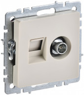 BRITE Розетка двойная TV+RJ45 кат.5E РТВ/РК12-БрКр бежевый , BR-AK20-1-K10