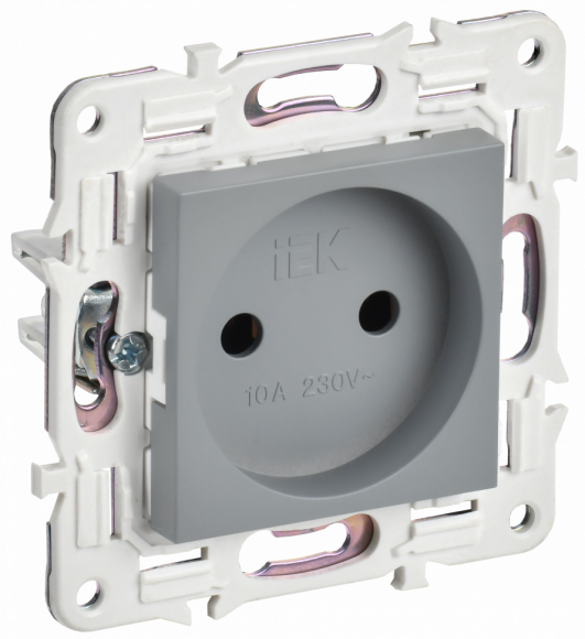 IEK SKANDY Розетка без заземления без защитных шторок 10А SK-R02Gr серый IEK, SK-R10-10-K03