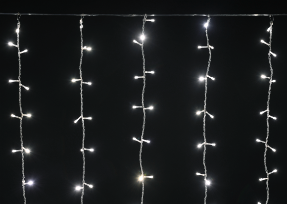 IEK LIGHTING Гирлянда занавес 1,5х1,5м 160 светодиодов теплый белый свет IP20 прозрачный шнур 3м 230В транзит IEK, LGDB201-1-160-L1-T-S-20