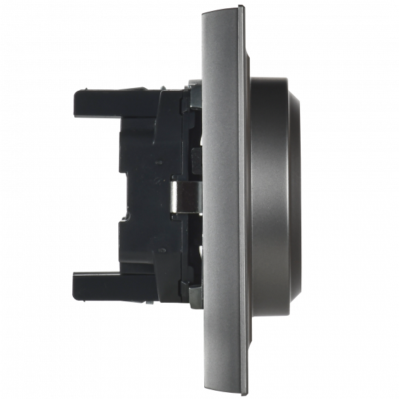 IEK BRITE Розетка 2-местная с заземлением без защитных шторок 16А в сборе РС12-3-БрС сталь , BR-R21-16-K46-F