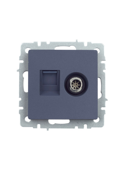 IEK BRITE Розетка двойная TV+RJ45 кат.5E РТВ/РК12-БрМ маренго IEK, BR-AK20-1-K35