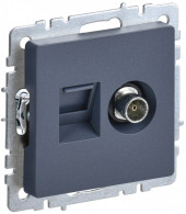 BRITE Розетка двойная TV+RJ45 кат.5E РТВ/РК12-БрМ маренго IEK, BR-AK20-1-K35