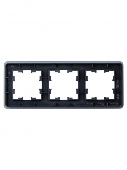 IEK BRITE Рамка 3-местная РУ-3-2-Бр стекло графит RE , BR-M32-G-41-K53