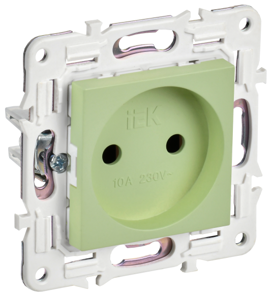 IEK SKANDY Розетка без заземления без защитных шторок 10А SK-R02G мятный , SK-R10-10-K06