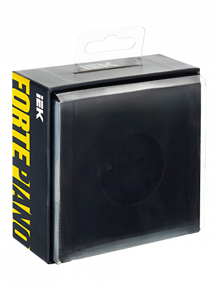 IEK FORTE&PIANO Розетка 1-местная без заземления с защитными шторками винтовое крепление 10А FP117 черный , FP-R13-10-K02