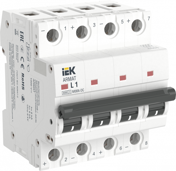 IEK ARMAT Автоматический выключатель M06N-DC 4P L 1А IEK, AR-M06N-4-L001DC