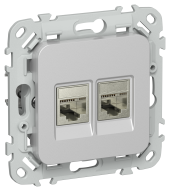 FLITE Розетка 2-местная компьютерная RJ45 категория 5Е STP РК5е-2-1-ФлА алюминий IEK, FI-K21-1-K47