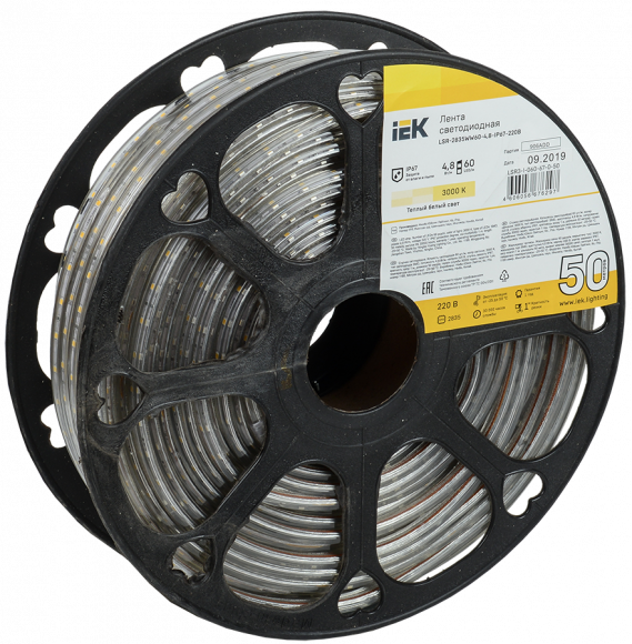 IEK Лента LED 50м LSR-2835WW60-4,8-IP67-220В IEK, LSR3-1-060-67-0-50