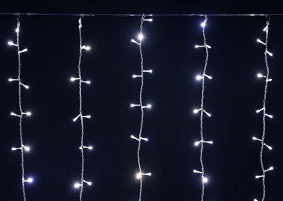 IEK LIGHTING Гирлянда занавес 1,5х1,5м 160 светодиодов белый свет IP20 прозрачный шнур 3м 230В транзит IEK, LGDB201-2-160-L1-T-S-20