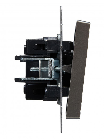 IEK BRITE Выключатель 1-клавишный проходной 10А ВС10-1-6-БрС сталь , BR-V12-0-10-K46