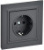 IEK BRITE Розетка 1-местная с заземлением с защитными шторками 16А в сборе РСР14-1-0-БрГ графит , BR-R14-16-K53-F