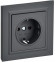 IEK BRITE Розетка 1-местная с заземлением с защитными шторками 16А в сборе РСР14-1-0-БрГ графит , BR-R14-16-K53-F