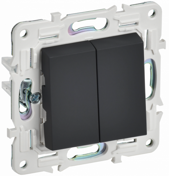 IEK SKANDY Выключатель 2-клавишный 10А SK-V04G графит IEK, SK-V20-0-10-K53