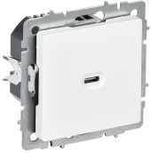 BRITE Розетка USB C 65Вт высокоскоростная зарядка РЮ12-1-БрАБ арктический белый , BR-U13-065-K91