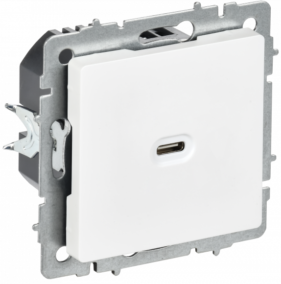 IEK BRITE Розетка USB C 65Вт высокоскоростная зарядка РЮ12-1-БрАБ арктический белый , BR-U13-065-K91