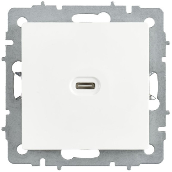 IEK BRITE Розетка USB C 65Вт высокоскоростная зарядка РЮ12-1-БрАБ арктический белый IEK, BR-U13-065-K91