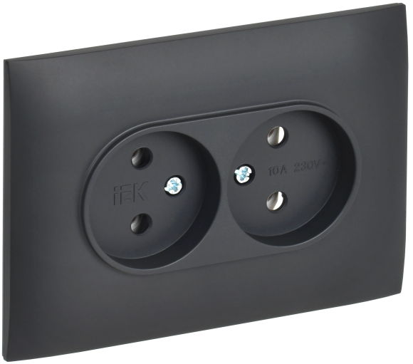 IEK SKANDY Розетка 2-местная без заземления без защитных шторок 10А в сборе SK-R10T титан , SK-R20-10-K48-F