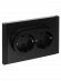 IEK FORTE&PIANO Розетка 2-местная с заземлением с защитными шторками безвинтовое крепление 16А FP123 черный , FP-R24-16-1-K02