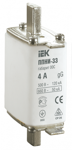 IEK Плавкая вставка предохранителя ППНИ-33, габарит 00С, 4А IEK, DPP11-004