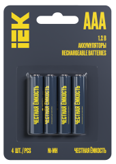 Аккумулятор GREEN Ni-MH AAA 1100мАч (4шт/блистер) IEK, AAK-NIMH-03-1100-L04