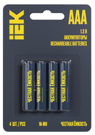 Аккумулятор GREEN Ni-MH AAA 1100мАч (4шт/блистер) IEK, AAK-NIMH-03-1100-L04 Аккумулятор GREEN Ni-MH AAA 1100мАч (4шт/блистер) IEK, AAK-NIMH-03-1100-L04