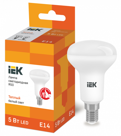 IEK Лампа светодиодная R50 рефлектор 5Вт 230В 3000К E14 IEK, LLE-R50-5-230-30-E14
