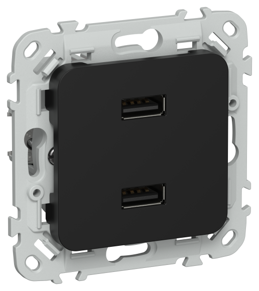 IEK FLITE Розетка USB A+A 3,1А РЮ-2-ФлЧ черный IEK, FI-U21-D31-K02