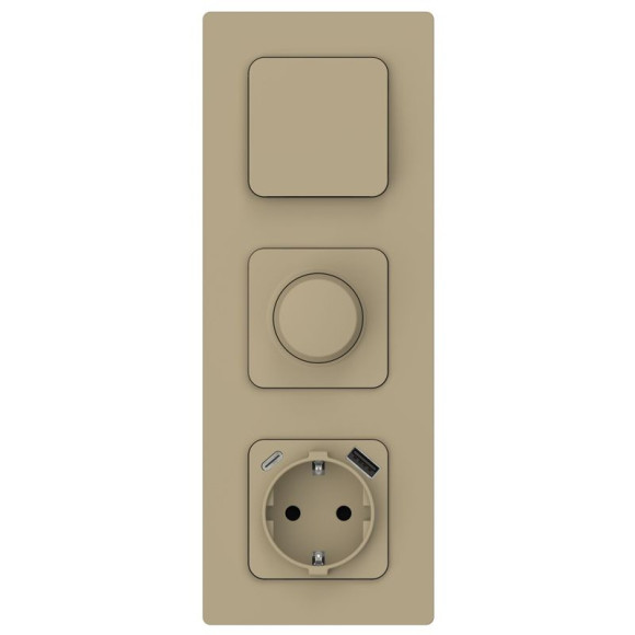 IEK FLITE Розетка 1-местная с заземлением с защитными шторками 16А с USB A+C 20Вт РСЮшс11-0-ФлХ хаки IEK, FI-R14-16-U22-020-K59