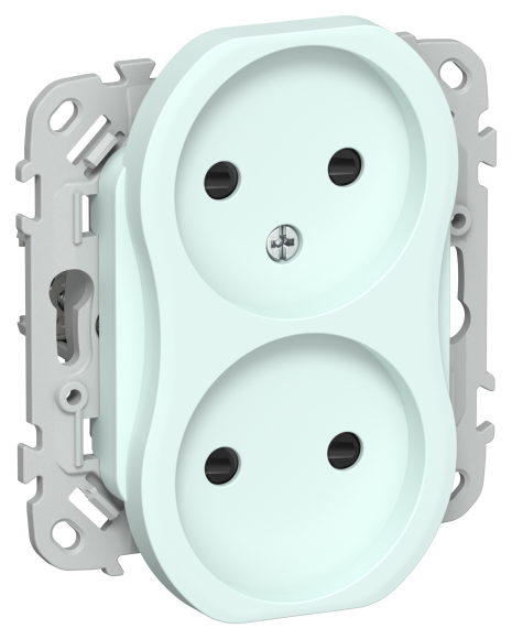 IEK FLITE Розетка 2-местная без заземления с защитными шторками 10А РСш02-0-ФлХЛ холодный лед IEK, FI-R23-10-K94