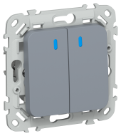 FLITE Выключатель 2-клавишный проходной с индикацией 10А ВС62-1-1-ФлМ маренго IEK, FI-V22-1-10-1-K35