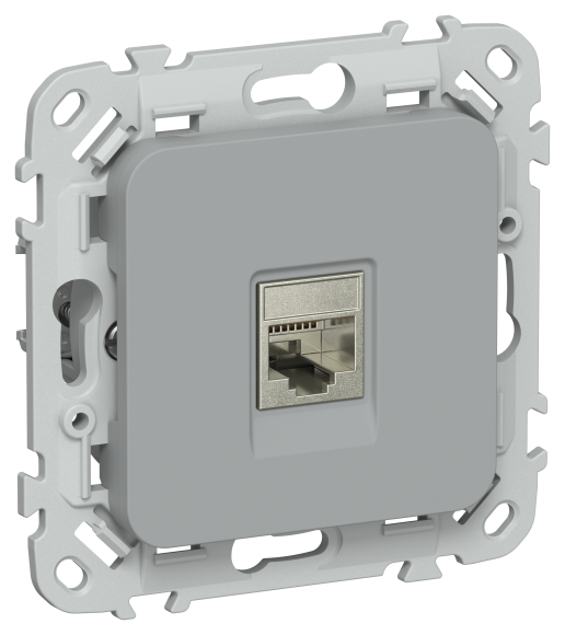 IEK FLITE Розетка компьютерная RJ45 категория 5Е STP РК5е-1-1-ФлС серый IEK, FI-K11-1-K03