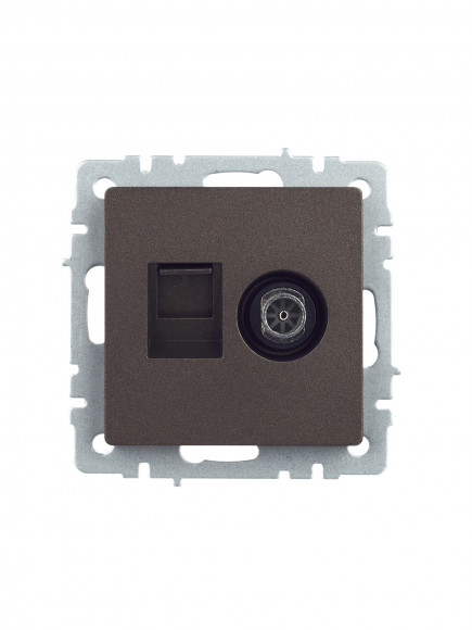 IEK BRITE Розетка двойная TV+RJ45 кат.5E РТВ/РК12-БрТБ темная бронза , BR-AK20-1-K45