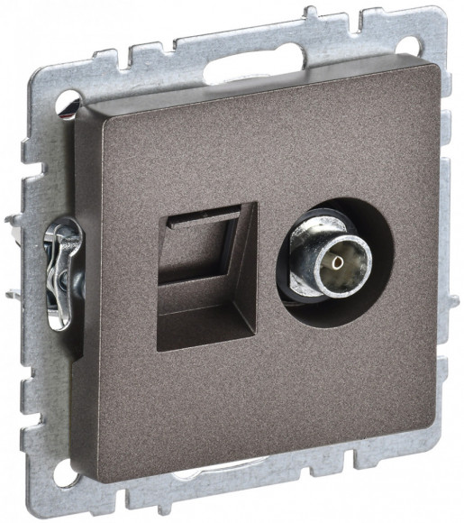IEK BRITE Розетка двойная TV+RJ45 кат.5E РТВ/РК12-БрТБ темная бронза IEK, BR-AK20-1-K45