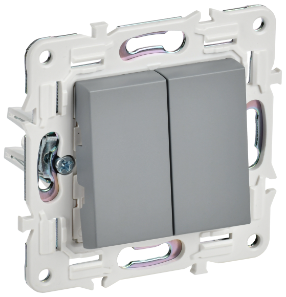 IEK SKANDY Выключатель 2-клавишный 10А SK-V04Gr серый , SK-V20-0-10-K03