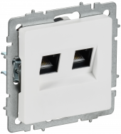 BRITE Розетка компьютерная двойная кат.5E RJ45 РК10-2-БрАБ арктический белый , BR-K20-1-K91